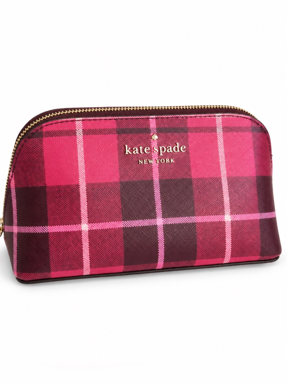 kate spade Pink and Dark Pink Plaid Cosmetic Pouch